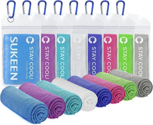 Vista 17 de Sukeen Paquete de 12 toallas refrescantes (40 x 12 pulgadas) para cuello y cara, suaves y transpirables para el cuello, toalla de hielo para climas