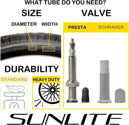 Vista 2 de SUNLITE Tubo de Válvula Presta Resistente a Espinas - 26 x 1.90-2.35, 1.260 in bike-tubes