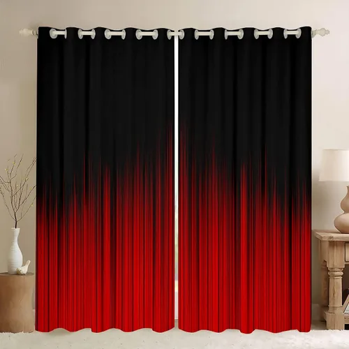 Vista 43 de Feelyou Cortinas abstractas degradadas para niños, adolescentes y mujeres, cortinas de ventana azules, moradas y negras, tratamientos geométricos