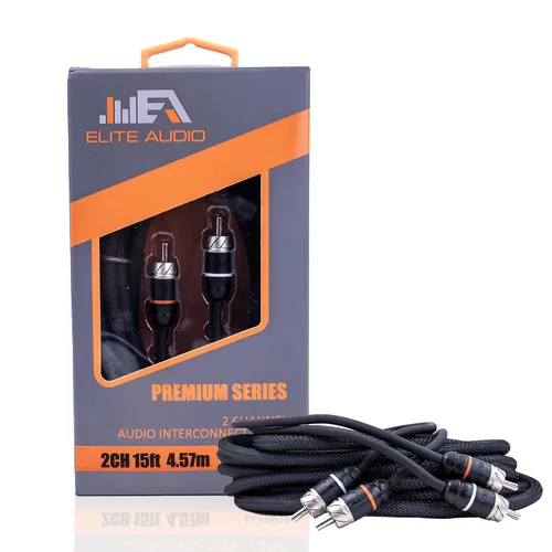 Vista 8 de Elite Audio Serie Premium 1.5 pies. Cable RCA de audio para auto de 2 canales – Blindado doble, cobre libre de oxígeno, cable de audio reductor