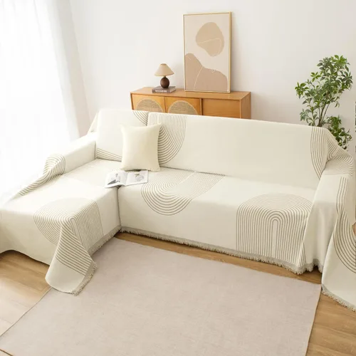 Vista 6 de Fundas Boho para Sofá de 2 Cojines, Funda Deslizable de Chenille para Sofá para Mascotas Lavable, Funda de Loveseat Seccional en Forma de L Manta