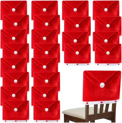 Vista 8 de Peryiter 24 Pcs Christmas Santa Hat Chair Cover Dining Decor, Black