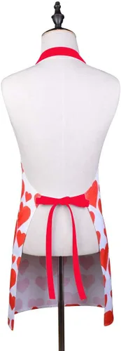 Vista 2 de Love Potato Delantal de cocina de corazones ajustables con bolsillos para mujeres y niñas, rojo