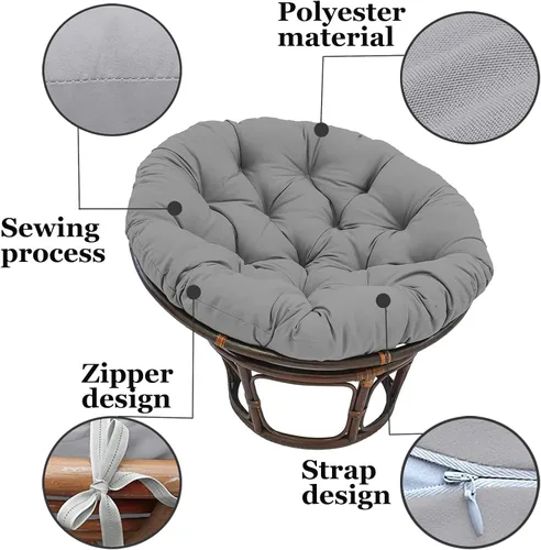 Vista 3 de Papasan - Cojín de repuesto para silla de huevo para exteriores, 15.7 x 15.7 pulgadas, cojín de columpio de huevo para exteriores, cesta colgante