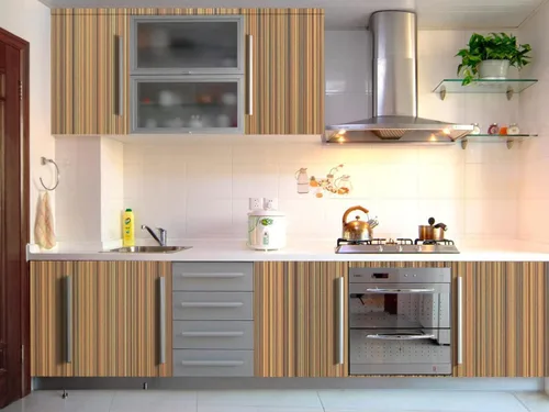 Vista 2 de VVIVID Rollo de vinilo texturizado con acabado sintético de madera de arce a rayas, para muebles de oficina en casa, bricolaje, sin ensuciar, fácil