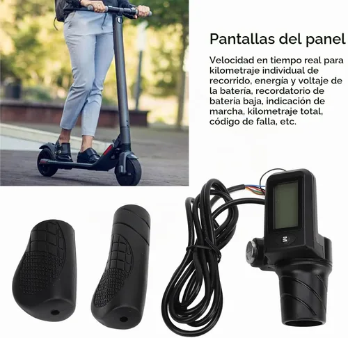 Vista 2 de Juego de empuñadura de acelerador de bicicleta eléctrica con panel LCD para manillar de 0.886 in