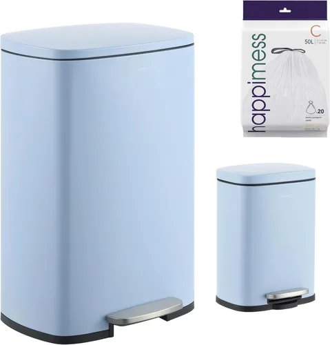 Vista 11 de happimess HPM1006B Connor - Bote de basura rectangular de 13 galones con tapa de cierre suave y mini basurero gratis, resistente a las huellas Negro