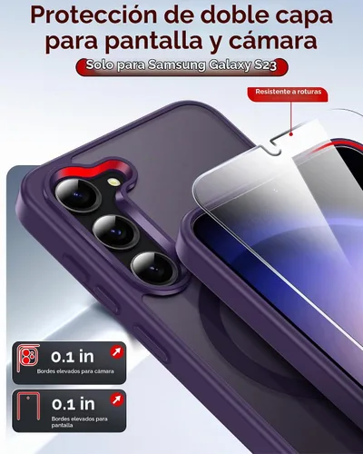 Vista 4 de LeYi Funda para teléfono Samsung-S23: protector de pantalla e imán MagSafe Púrpura