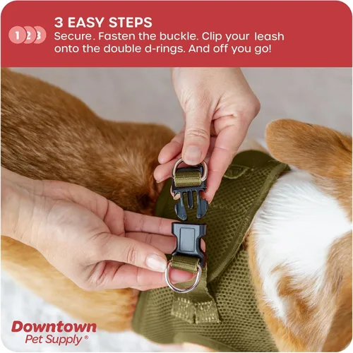 Vista 26 de Downtown Pet Supply Arnés para perro Step-in – Sin tirones, malla acolchada ajustable con ribete reflectante, correa de hebilla segura – Arnés