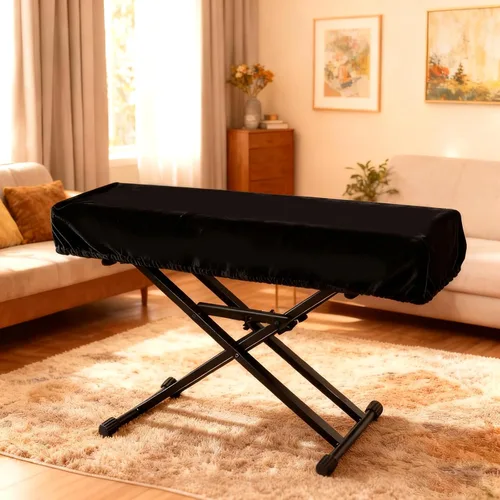 Vista 7 de Cubierta antipolvo para teclado de piano de 61 teclas, tela elástica de elastano con bloqueo de cable ABS, protector universal a prueba de polvo