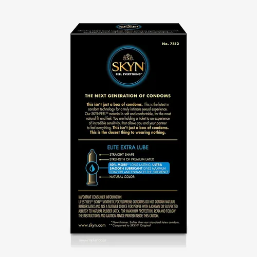 Vista 5 de SKYN Preservativos Elite, sin látex, lubricados, ultrafinos, extra lubricantes, 12 unidades, paquete de 2