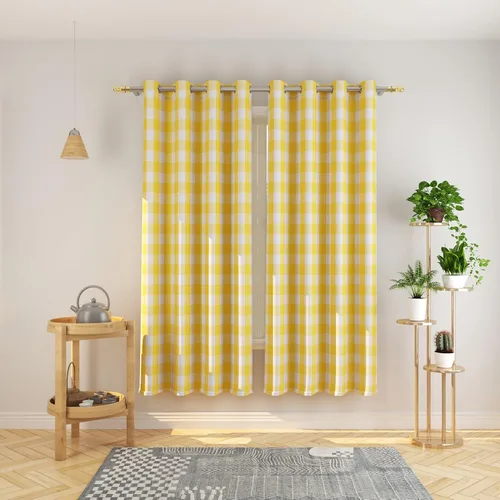Vista 122 de Cortinas de 24 pulgadas de largo con diseño Buffalo Check Gingham Plaid para ventanas de cocina y baño, tratamiento para ventanas con 2 paneles