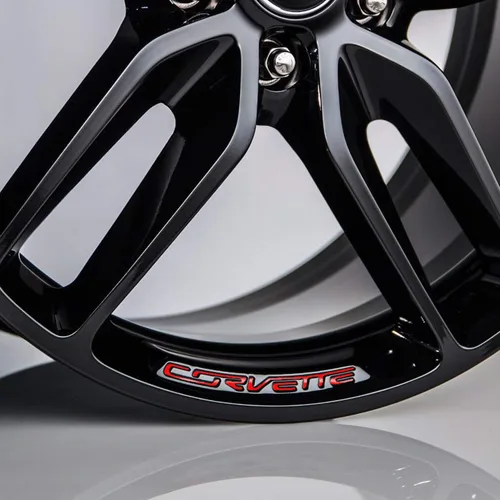 Vista 6 de Bogar Tech Designs Calcomanías de vinilo para inserción de rueda compatibles con C7 Corvette Stingray Z51 2014-2019 - Negro brillante