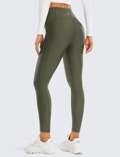 Vista 2 de CRZ YOGA Leggings con forro polar para mujer con bolsillos de 25 pulgadas, pantalones térmicos cálidos de cintura alta, pantalones casuales
