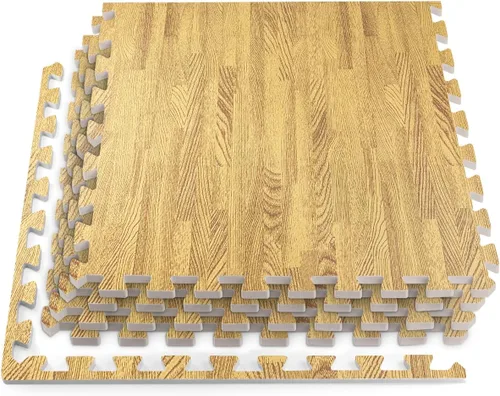 Vista 9 de HomeCube USA - Baldosas de espuma entrelazadas con veta de madera de 3/8 pulgadas de grosor para hogar, oficina, espacio de equipos