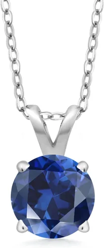 Vista 47 de Gem Stone King Collar con colgante solitario de plata de ley 925 de 0.236 in con piedra natal redonda Collar de 4 puntas para mujer Con cadena