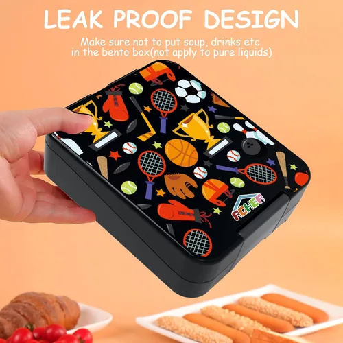 Vista 5 de AOHEA Lonchera Bento para niños, para la escuela, a prueba de fugas, caja Bento pequeña con 4 compartimentos para guardería, tamaño de porciones