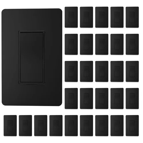 Vista 24 de ThunderWay - Interruptor de luz para decoración de 3 vías con placas de pared, 15 A 120/277 V, interruptores basculantes de pared Decora de tres