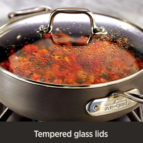 Vista 12 de All-Clad HA1 - Sartén anodizada dura antiadherente para uso diario con tapa y asas, 12 pulgadas, inducción, apta para horno y parrilla 500F, tapa