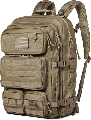 Vista 13 de Mochila Táctica Falko para Hombre y Mujer 50L Mochila 2.4 Veces Más Fuerte Mochila Militar Grande Tipo Molle, Mochila de Emergencia para Exteriores