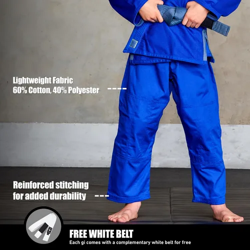 Vista 3 de Elite Sports Kids BJJ GI - Kimono brasileño Jiujitsu Gi con tela preencogida y cinturón, para niños y jóvenes, aprobado por la IBJJF