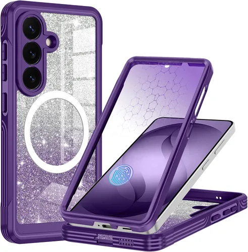 Vista 24 de Hekodonk Funda magnética para Galaxy A17 5G, [compatible con Magsafe] [Protector de pantalla de vidrio templado integrado] [tarjeta con purpurina]