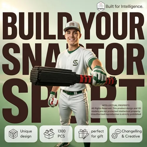 Vista 2 de Juego de bloques de construcción 3D de béisbol, pelota y murciélago, juguete educativo, perfecto para edades de 14, 15, 16 años en adelante