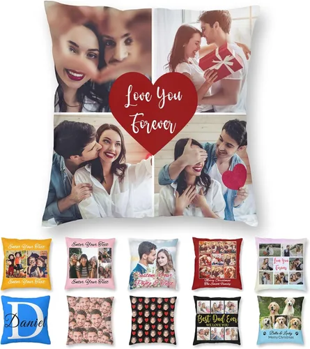 Vista 14 de Funda de almohada personalizada con texto de imagen, funda de almohada con foto personalizada, diseño personalizado para mamá, papá, amigos
