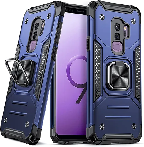 Vista 65 de DASFOND Diseñada para funda Galaxy S8 con soporte, anillo metálico giratorio mejorado de 360°, soporte kickstand de grado militar, resistente a