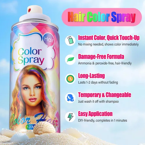 Vista 2 de Acomler Spray de color negro temporal para el cabello para niños, mujeres y hombres, tinte temporal lavable para el cabello, cera