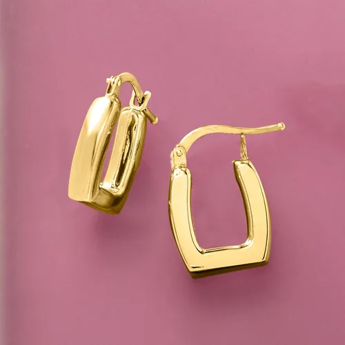 Vista 3 de Pure Collection by Ross-Simons - Pendientes de aro cuadrados de oro amarillo italiano de 14 quilates