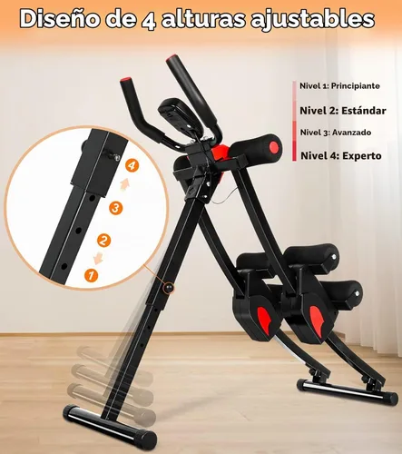 Vista 8 de Ab Machine for Home Gym, Adjustable Foldable Core Trainer Workout Equipment, 4 Adjustable Levels, LCD Monitor, 440 LB Capacity, Thick Knee Pad
