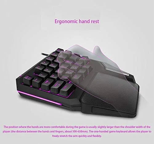 Vista 3 de YMNL Controlador de juego con cable USB mango de teclado 2 en 1 para PC de League of Legends operación con una sola mano