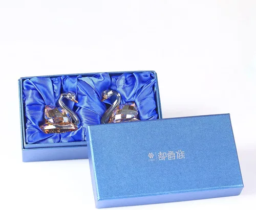 Vista 7 de DOJOZ Crystal Swan - Un par de regalos dulces para el día de San Valentín, colección de figuritas brillantes, pisapapeles, centro de mesa (azul)