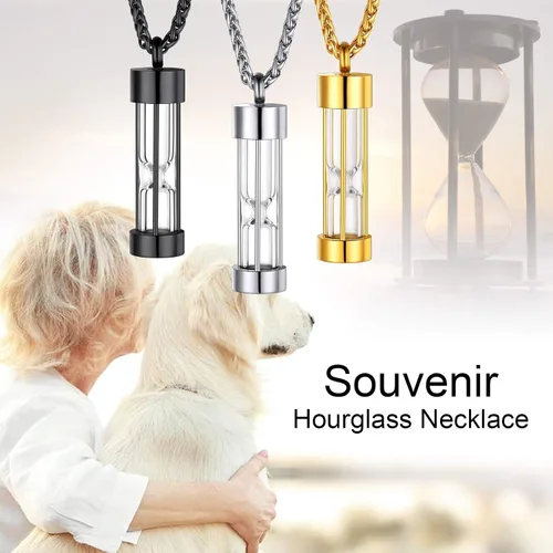 Vista 191 de FindChic Collares personalizados con urna para cenizas, barra vertical, gato, luna, reloj de arena, garra de perro, acero inoxidable, chapado en oro
