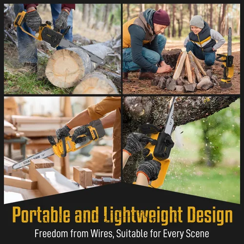 Vista 6 de Mini motosierra para batería Dewalt de 20 V máxima, motosierra eléctrica de 12 pulgadas inalámbrica con doble bloqueo de seguridad, sierra de cadena