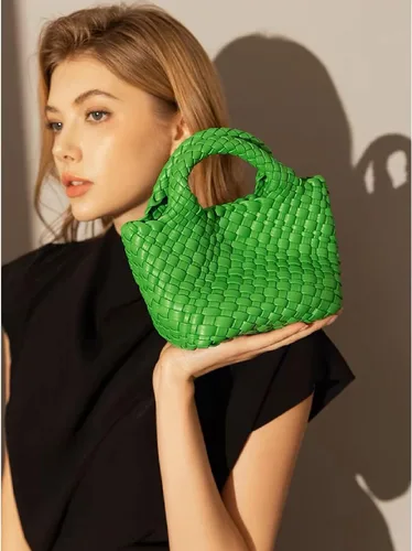 Vista 2 de Bolsa tejida para mujer con monedero, cadena plegable pequeña, bolso de hombro de moda, bolso Hobo