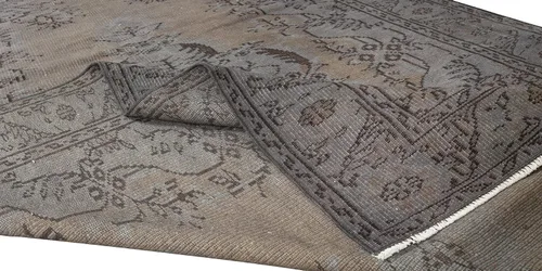 Vista 3 de 6x9.5 Ft Vintage Rug Over-Dyed in Gray for Modern Interiors, Handmade in Turkey