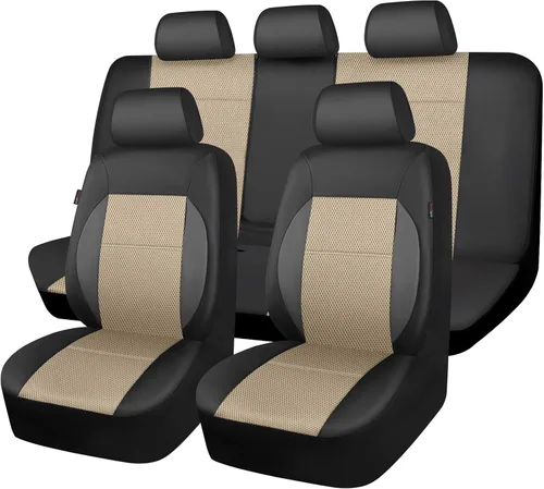 Vista 7 de CAR PASS Fundas de Asiento de Cuero de Malla de Aire Transpirable Cubierta de Asiento de Automóvil Juego Completo Esponja Súper de 5mm