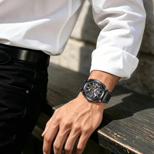Vista 4 de BENYAR Mens Automatic Mechanical Watch Skeleton Dress Watch for Men Negro