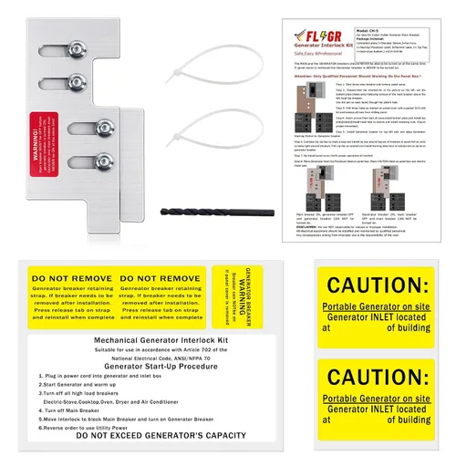 Vista 6 de Kit de enclavamiento para generador compatible con Eaton o Cutler Hammer Vertical Throw CH Series 150 o 200 amperios, 2 1/4 pulgadas