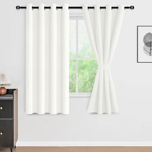Vista 119 de DWCN - Cortinas 100% opacas para dormitorio con forro negro, cortinas de ventana de doble capa con aislamiento térmico que oscurecen toda la Azul
