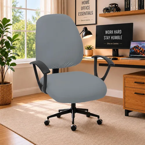 Vista 100 de Fundas elásticas resistentes al agua para sillas de computadora - Protectores lavables para respaldo giratorio y asiento para mascotas - Negro