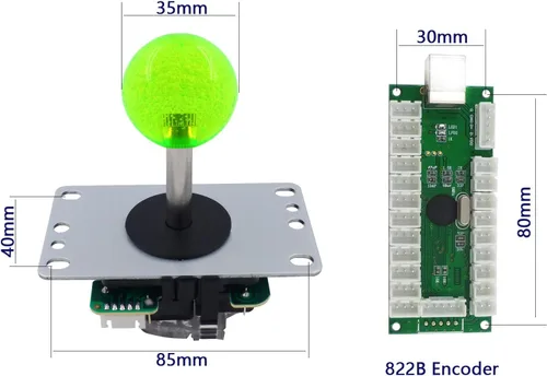 Vista 3 de SJJX Arcade Stick DIY Kit 10x Buttons with Logo LED MX 8 Way Joystick USB Encoder for PC MAME Raspberry Pi Color Mix