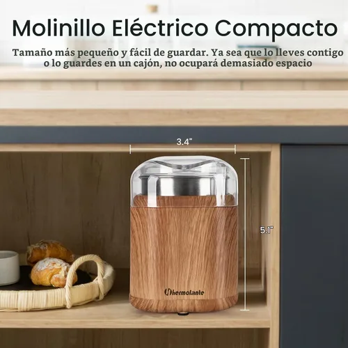 Vista 5 de Hermolante Molinillo eléctrico de especias para hierbas, molinillo eléctrico de 200 W con hoja de acero inoxidable y cepillo de limpieza, molinillos