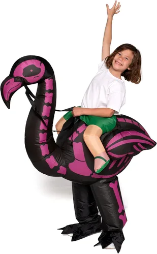 Vista 3 de Spooktacular Creations Disfraz inflable para niños, disfraz inflable de flamenco, esqueleto de flamenco para fiestas de Halloween, a