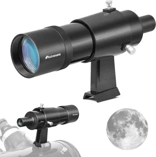Vista 12 de Alcance buscador Astromania, 6x30 alcance óptico metálico para telescopio de astronomía - Proporciona imagen óptica no corregida de paso directo