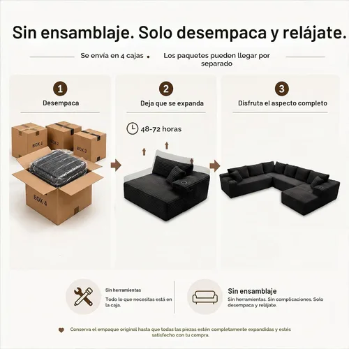 Vista 8 de Sofás seccionales de nube de gran tamaño para sala de estar, sofá modular de 7 plazas en forma de U de 122 pulgadas con diván, asiento profundo