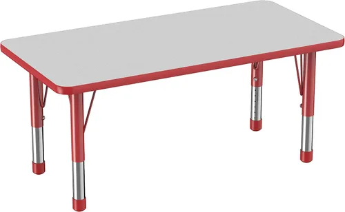 Vista 80 de FDP - Mesa rectangular para actividades escolares y aulas (24 x 36 pulgadas), patas gruesas para niños pequeños, altura ajustable de 15 a 24