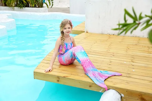 Vista 5 de DNFUN Traje de sirena para niñas con monoaleta